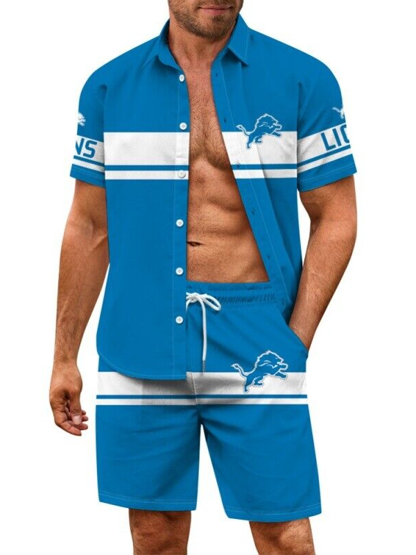 Detroit Lions Hawaiian Shirt and Shorts