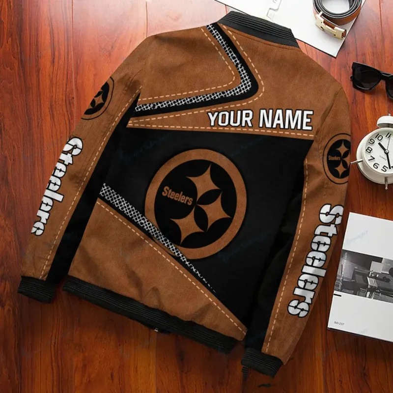 Pittsburgh Steelers Personalized Bomber Jacket Back View
