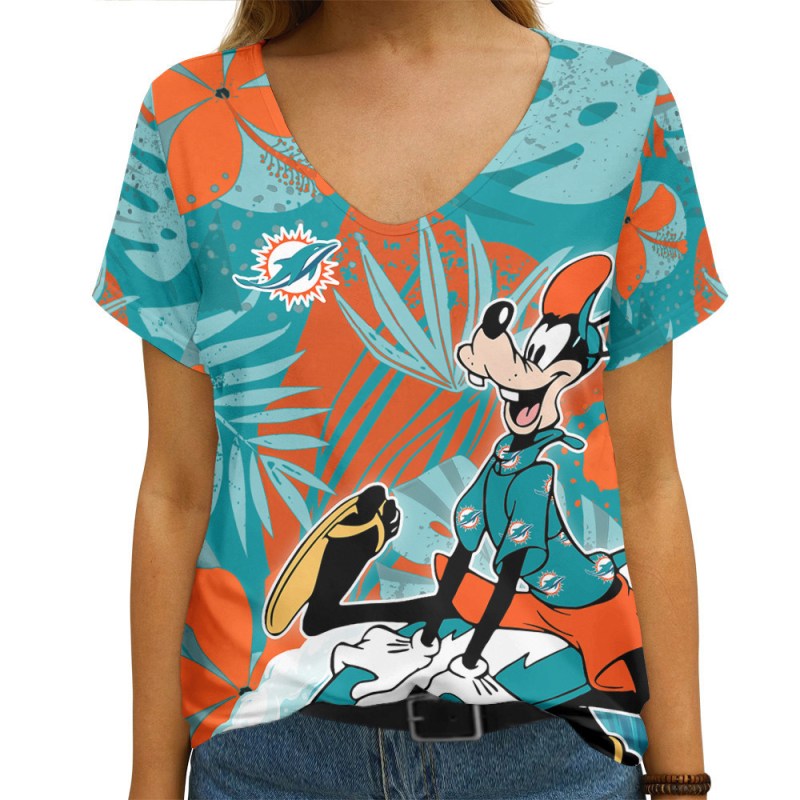 Miami Dolphins Summer V-Neck Women's T-Shirt
