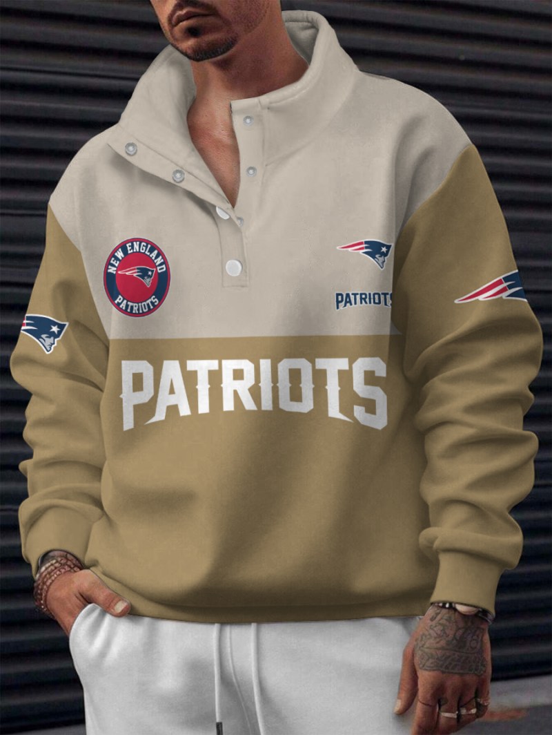 New England Patriots Casual Colorful Stand Collar Sweatshirt