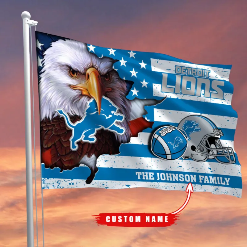Detroit Lions Custom Name Flag