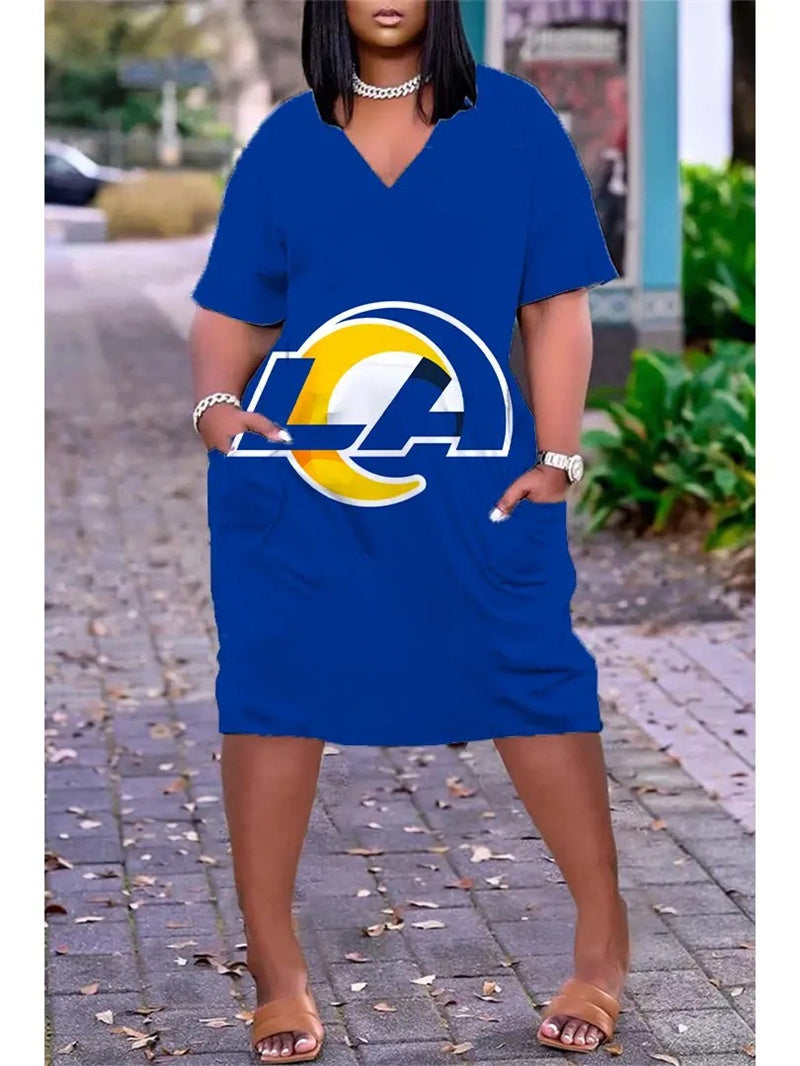 Los Angeles Rams V-neck Casual Pocket Dress