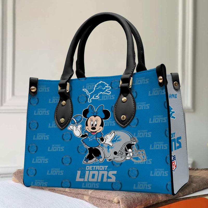 Detroit Lions Personalized Leather Hand Bag 2