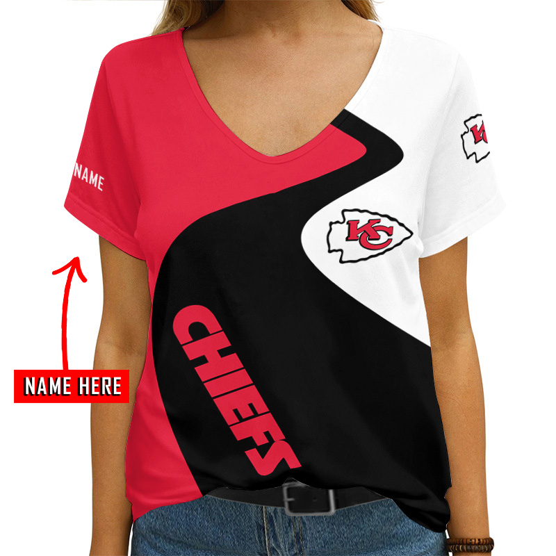 Kansas City Chiefs Personalized V-neck T-shirt
