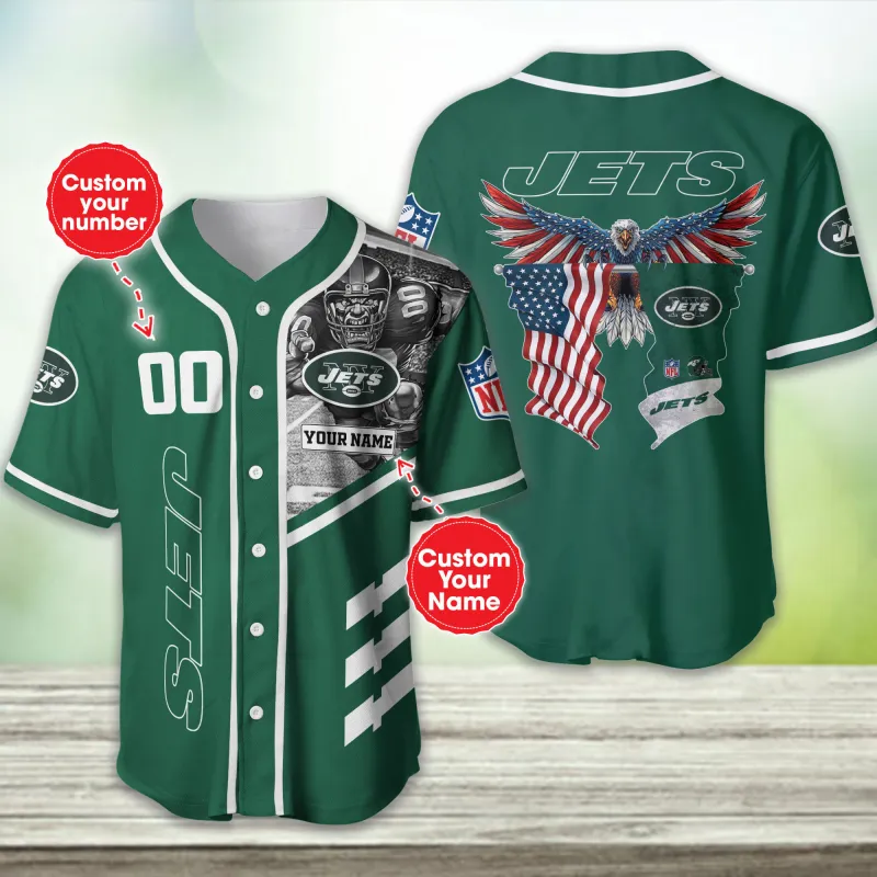 New York Jets Personalized Baseball Jersey