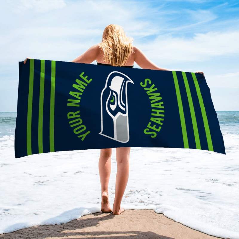 Seattle Seahawks Personalized Beach Towel 4