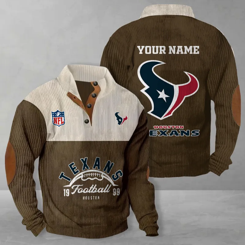 Houston Texans Colorful Stand Collar Sweatshirt - Brown