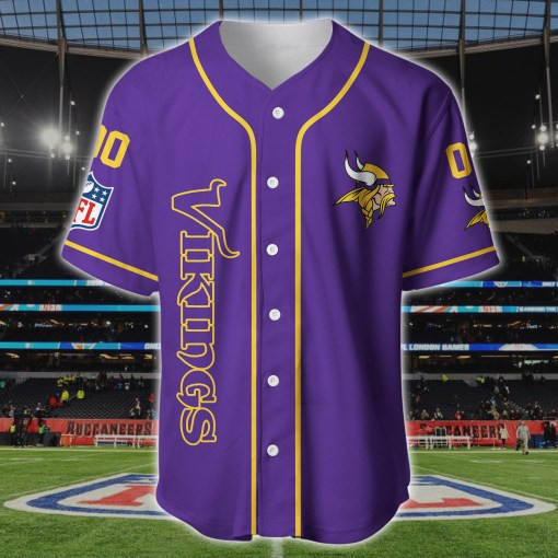 Minnesota Vikings Personalized Baseball Jersey