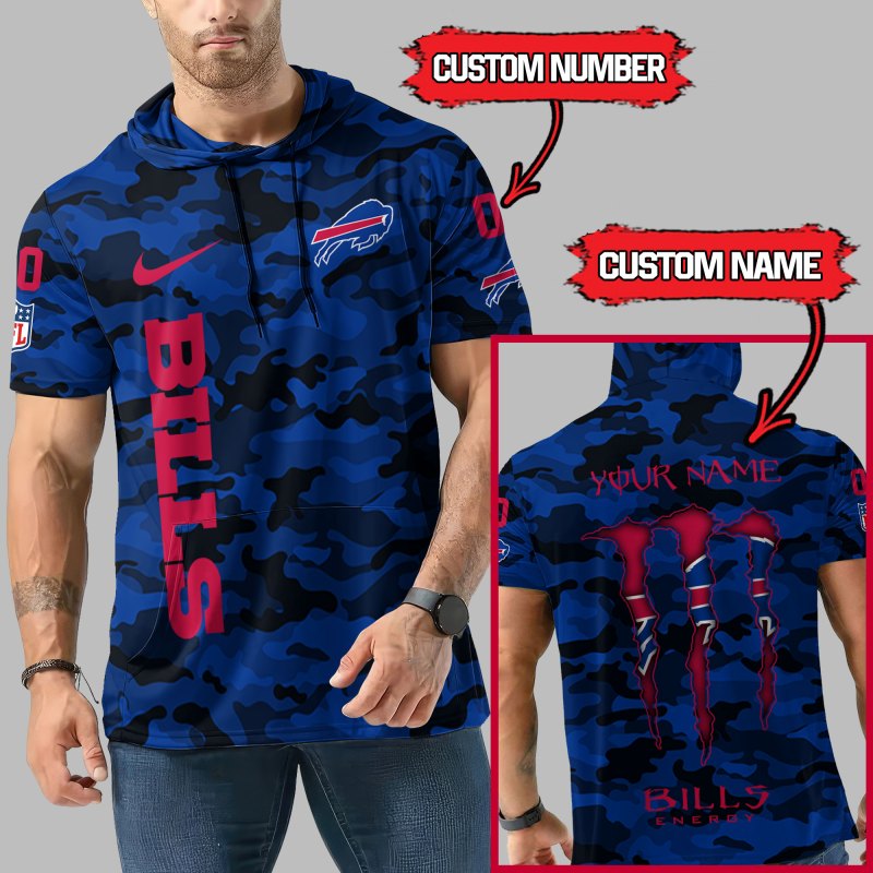 Buffalo Bills Personalized Camo Hoodie Back View