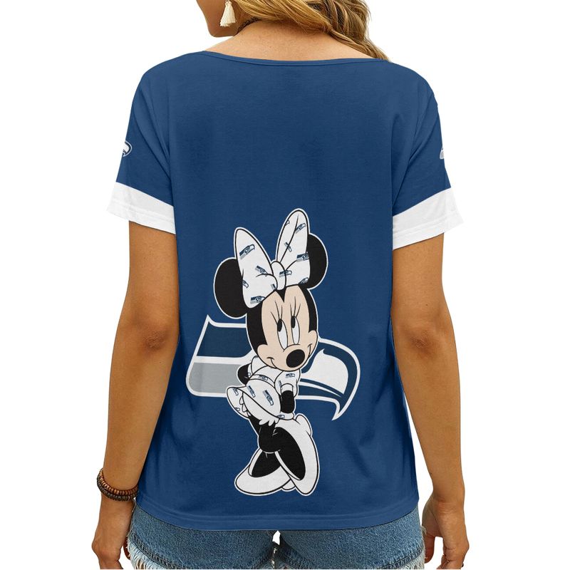 Seattle Seahawks V-neck Women's T-shirt - Back View