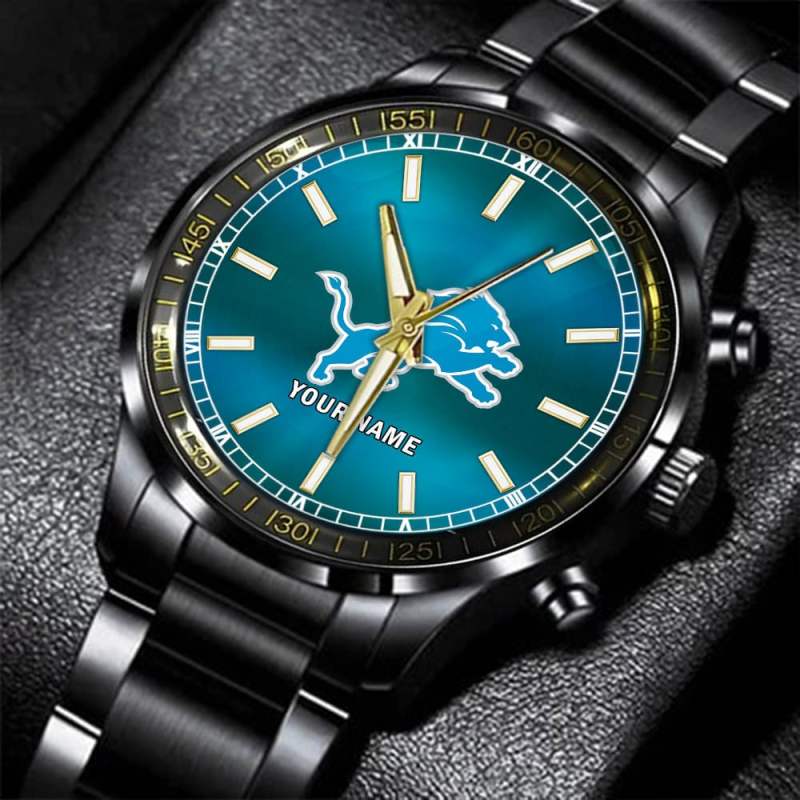 Detroit Lions NFL Personalized Black Hand Watch