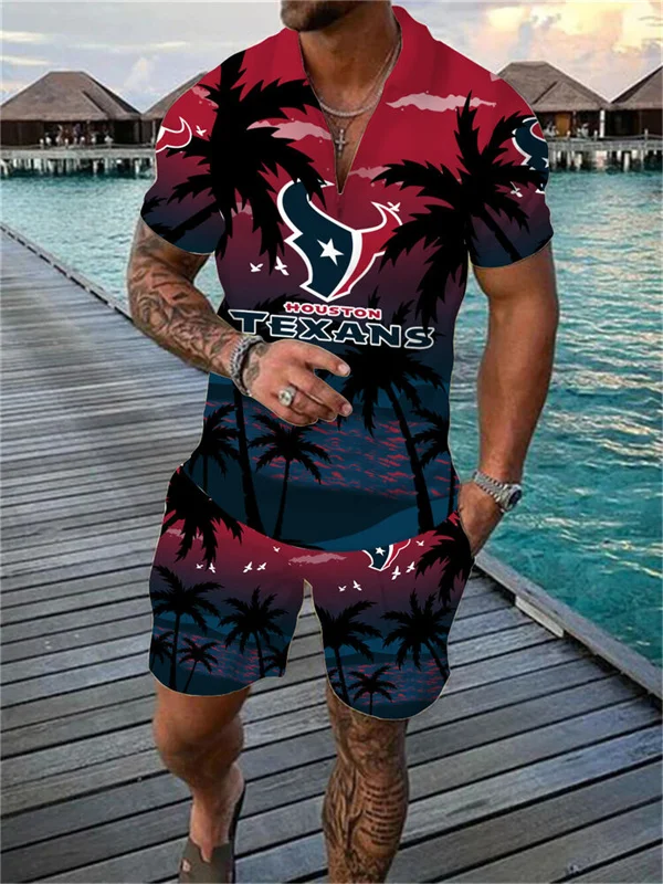 Houston Texans Zip Polo Shirt and Shorts - NFL Fan Gear