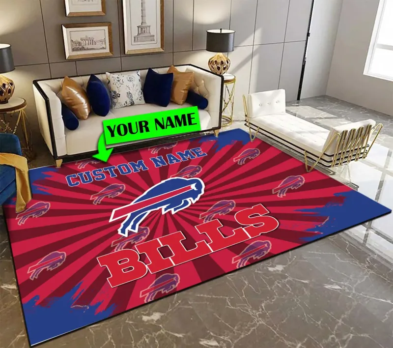Buffalo Bills Personalized Premium Rectangle Rug Image 1