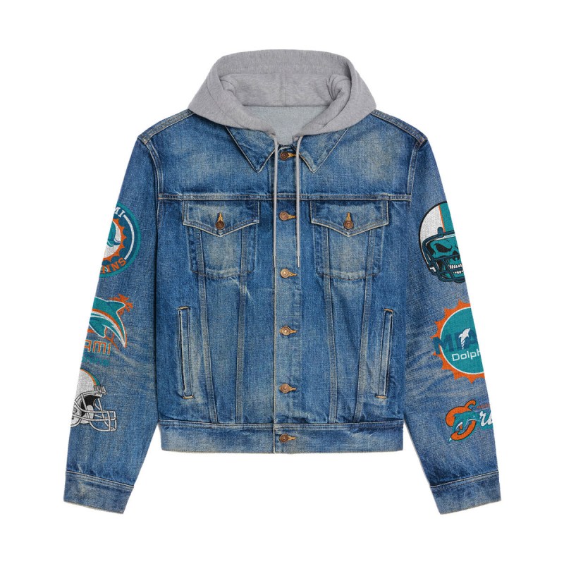 Miami Dolphins Premium Hooded Denim Jacket - Lifestyle