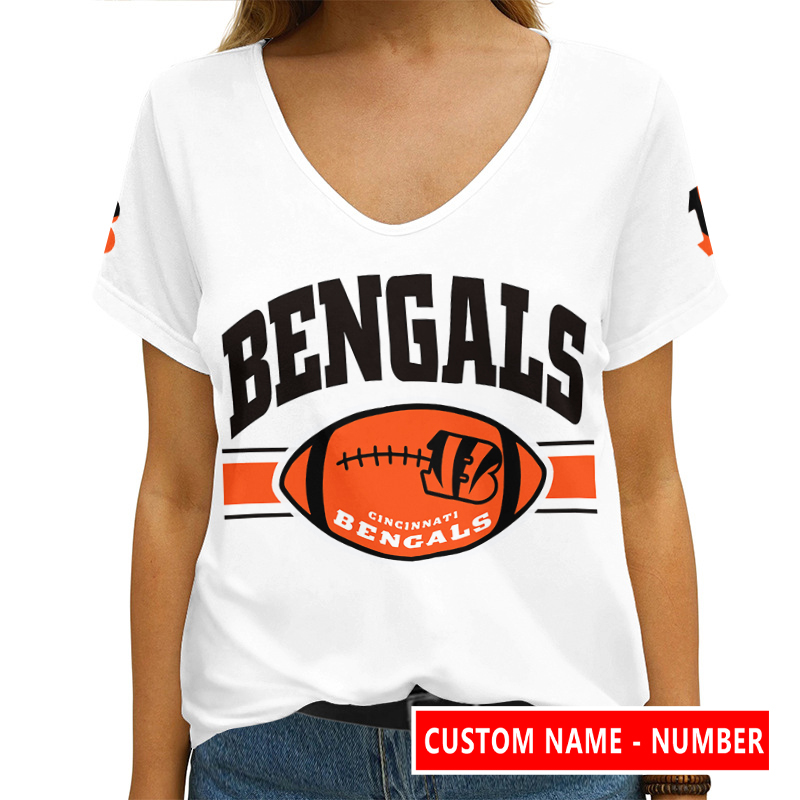 Cincinnati Bengals Women's V-neck T-shirt Detail