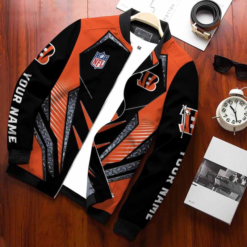 Cincinnati Bengals Personalized Bomber Jacket Back