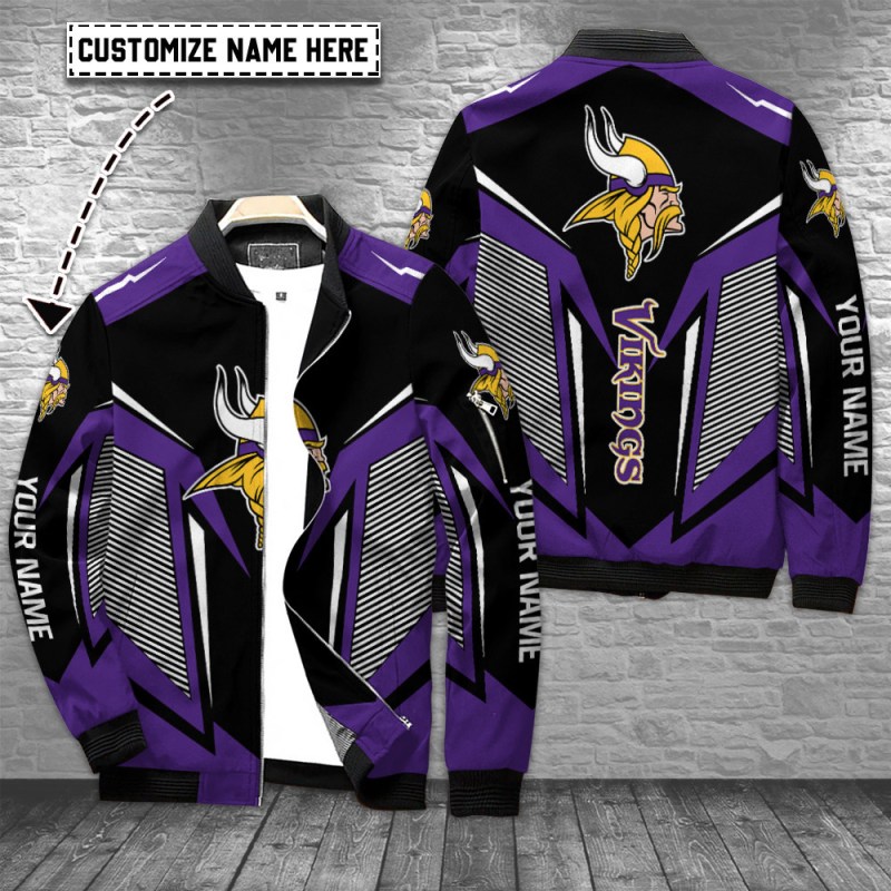 Minnesota Vikings Personalized Bomber Jacket Front