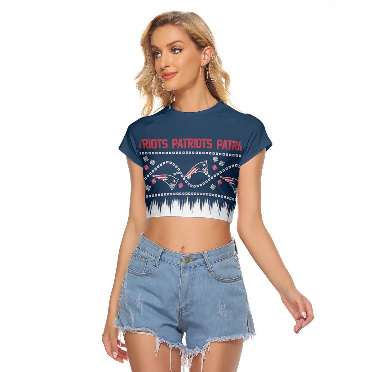 New England Patriots Women's Raglan Cropped T-Shirt