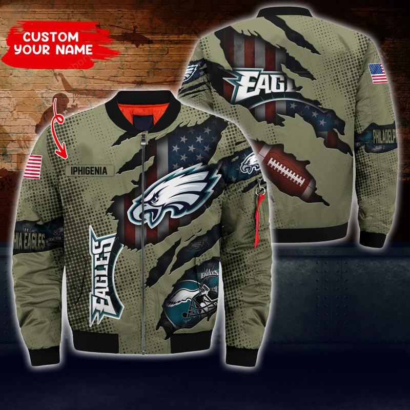 Philadelphia Eagles Personalized Thick Bomber Jacket