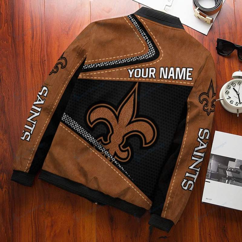 New Orleans Saints Personalized Bomber Jacket - Back