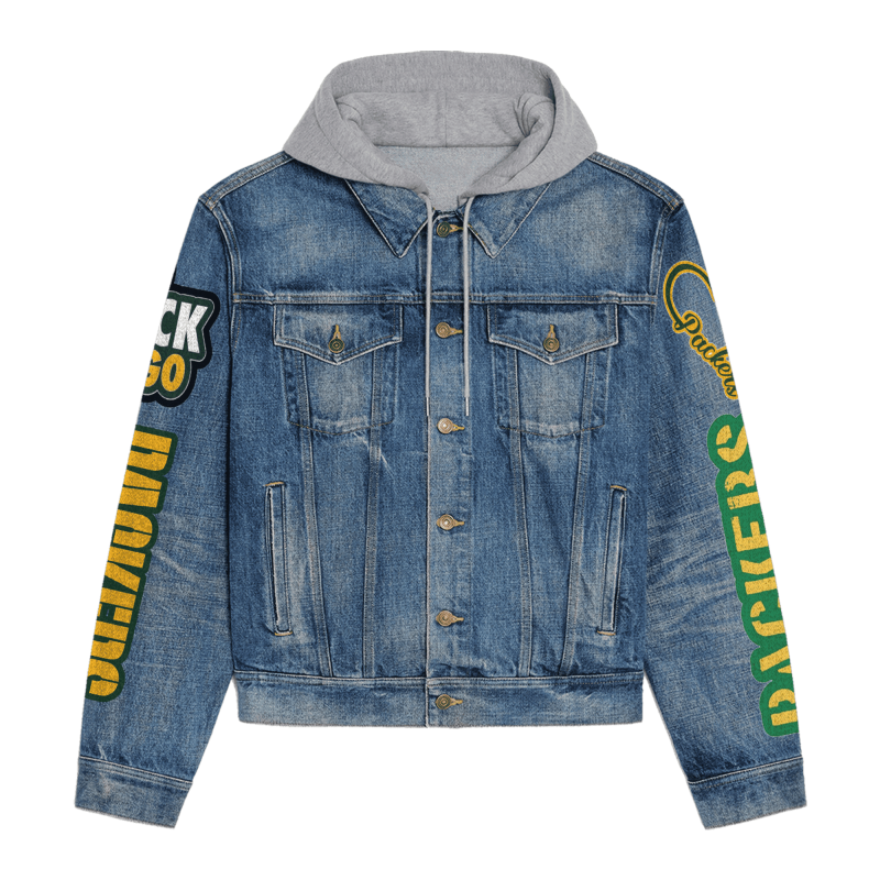 Green Bay Packers Premium Hooded Denim Jacket - Group View