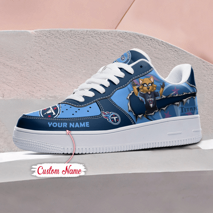NFL Tennessee Titans Custom Name Air Force 1 Sneaker Back View