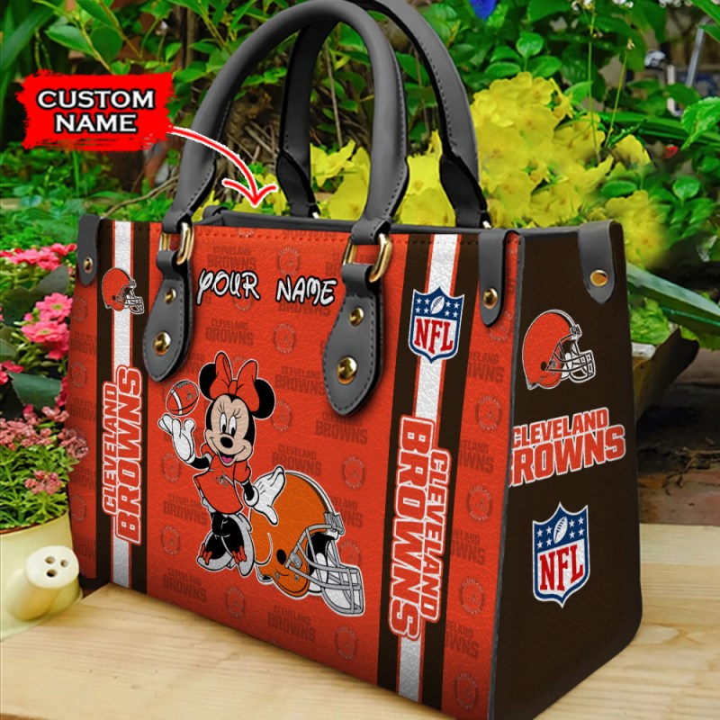 Cleveland Browns Personalized Leather Hand Bag