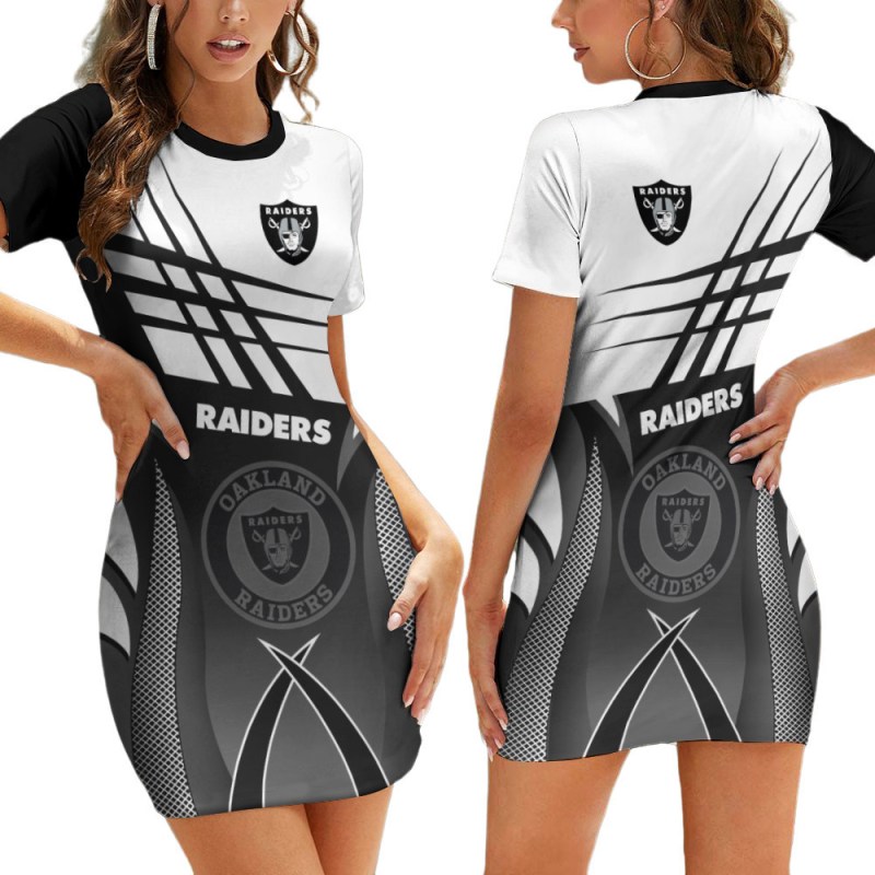 Las Vegas Raiders Casual Short Sleeve Bodycon Mini Dress