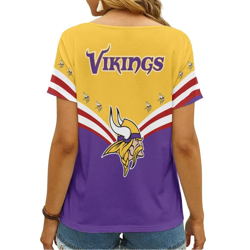 Minnesota Vikings Personalized V-neck Women T-shirt Image 2