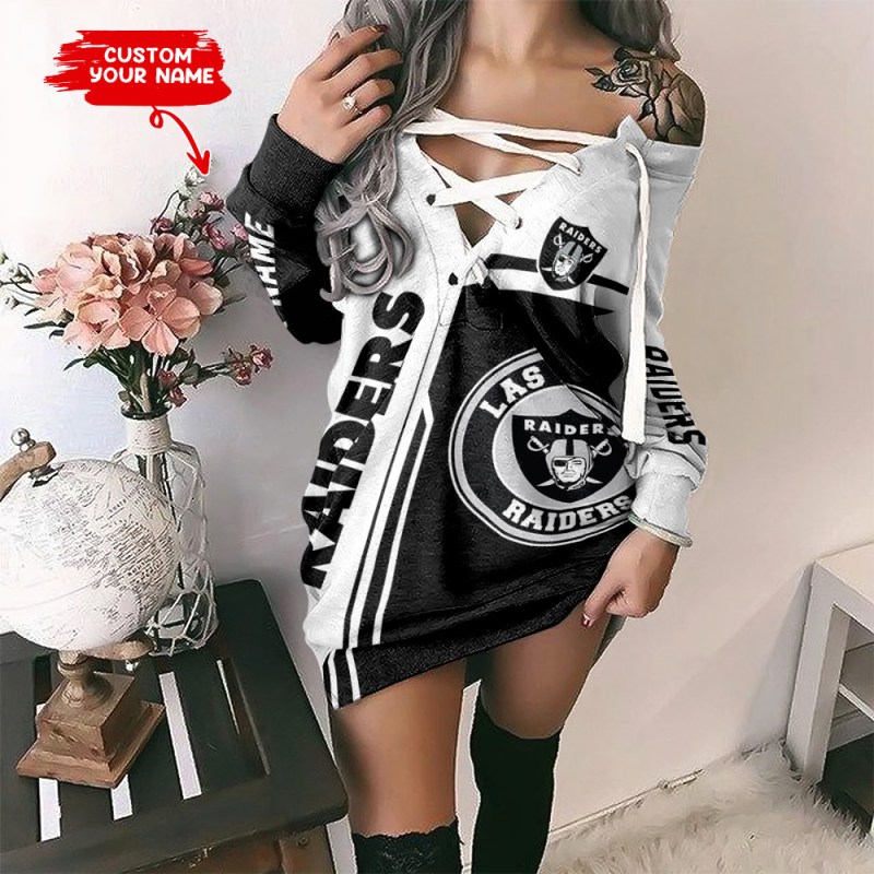 Las Vegas Raiders Personalized Lace-Up Sweatshirt