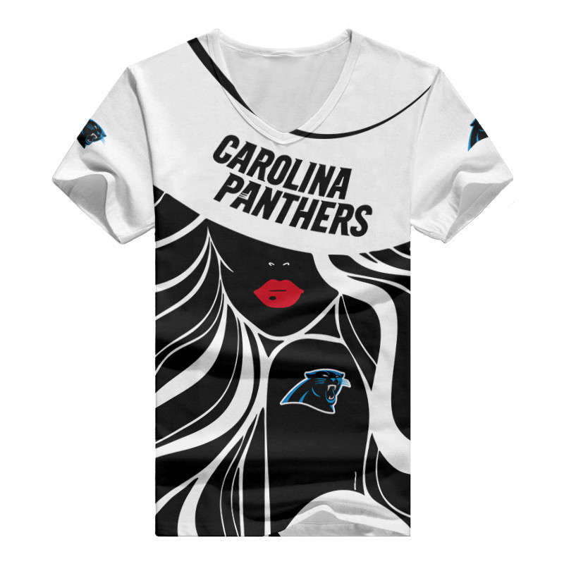Carolina Panthers Personalized Summer V-neck Women T-shirt
