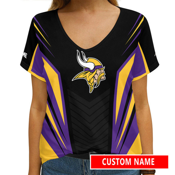 Minnesota Vikings Personalized V-neck Women T-shirt