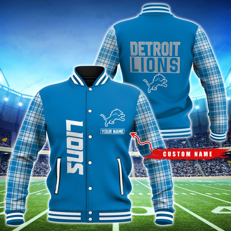 Detroit Lions Personalized Baseball Jacket