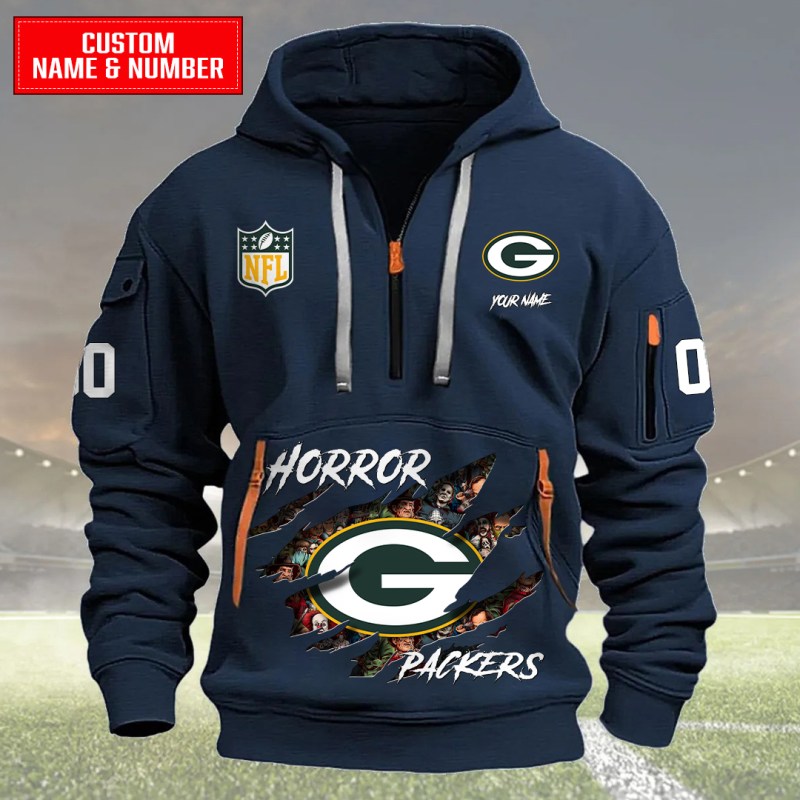 Green Bay Packers Quarter Zip Hoodie Navy