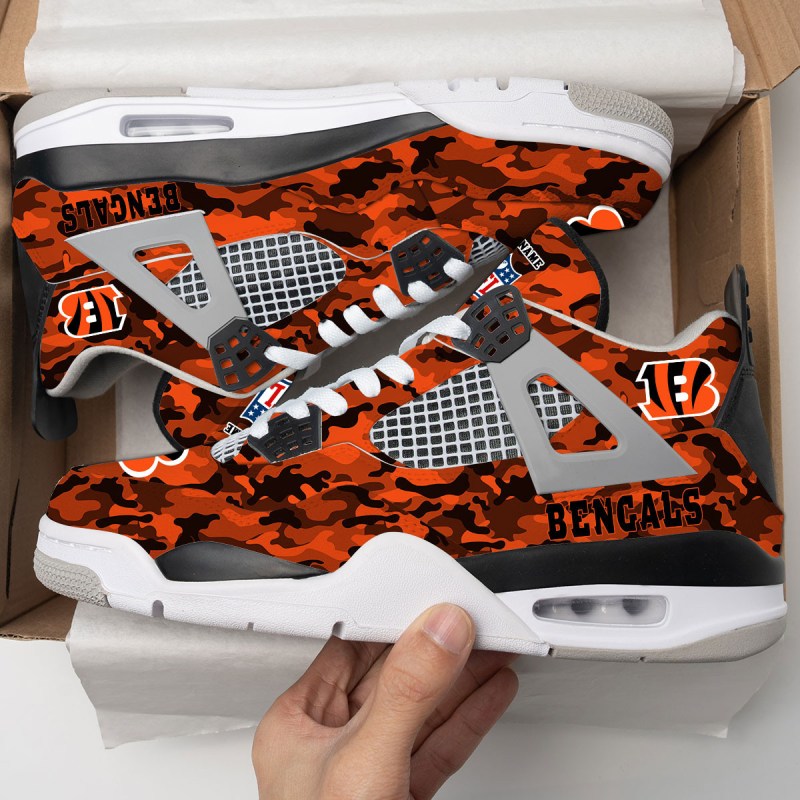 Cincinnati Bengals Camo Personalized AJ4 Sneaker