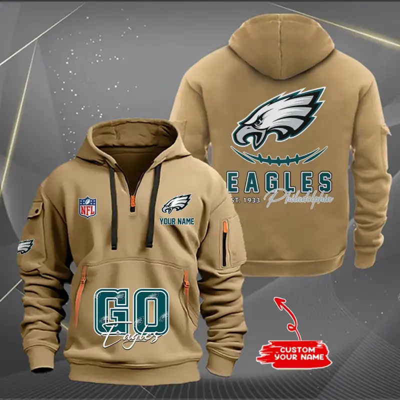 Philadelphia Eagles Quarter Zip Hoodie - Side View