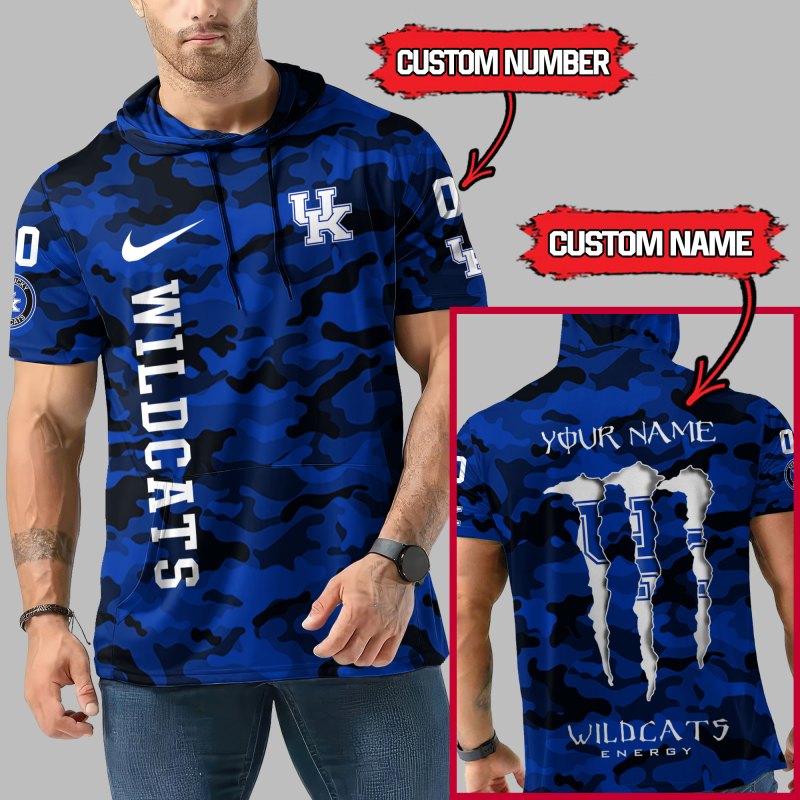 Kentucky Wildcats Personalized Camo Short Sleeve Hoodie Side