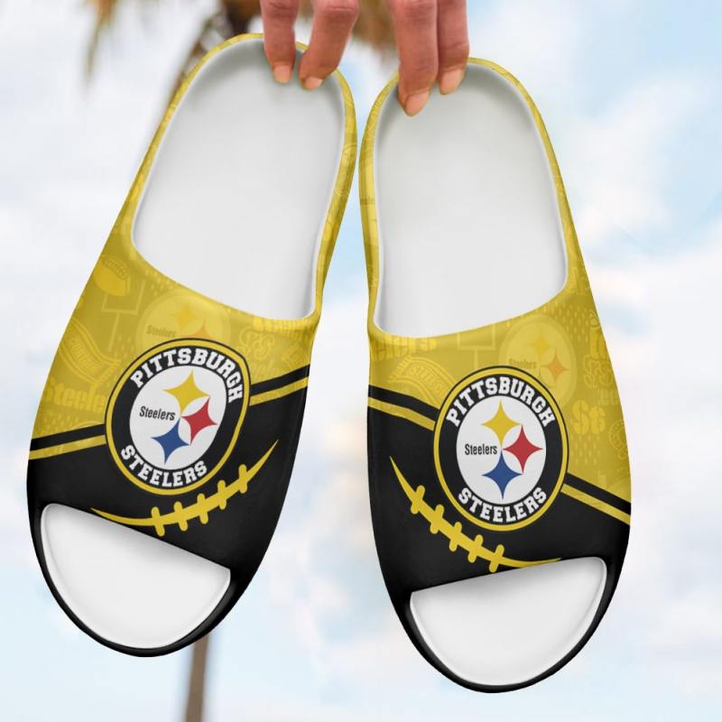 Pittsburgh Steelers Yeezy Slippers Front View