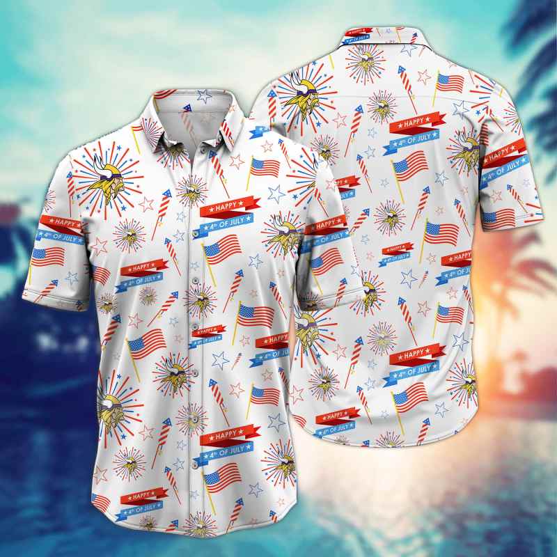 Minnesota Vikings 4th of July Button Shirt