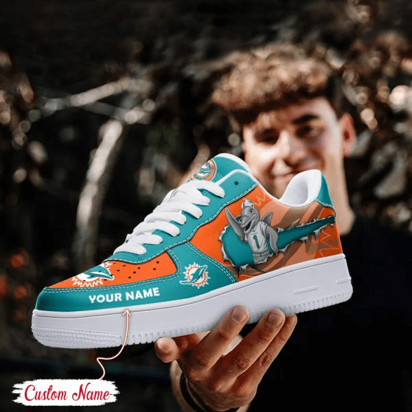 NFL Miami Dolphins Custom Name Air Force 1 Sneaker