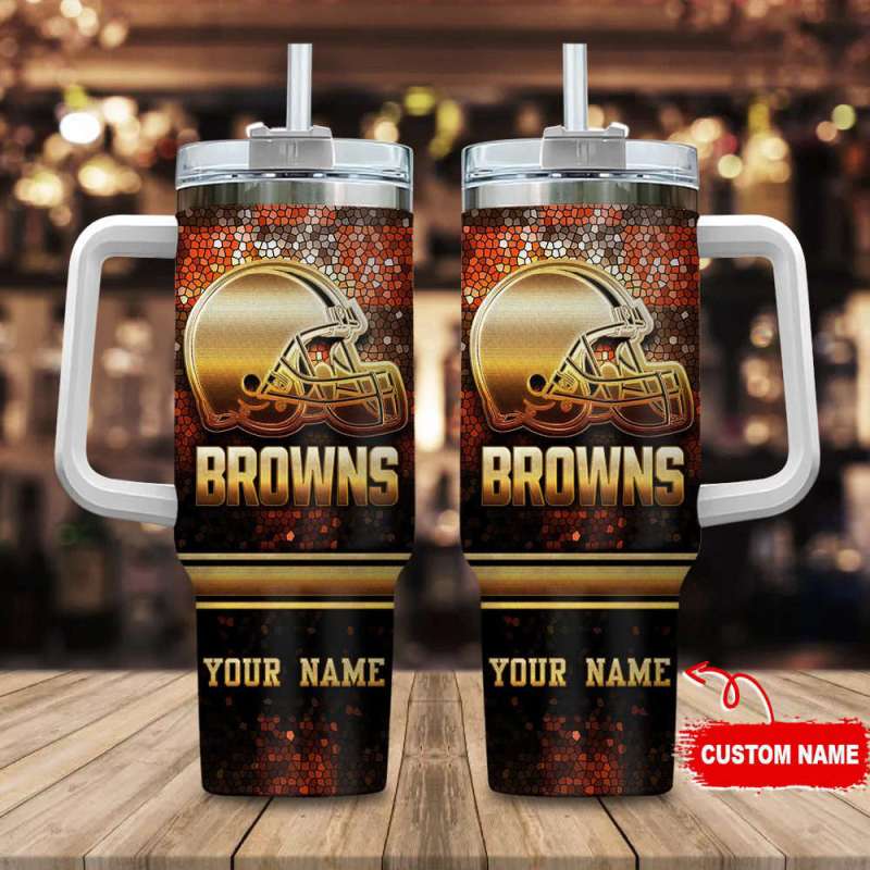 Cleveland Browns Personalized NFL Glitter 40oz Tumbler