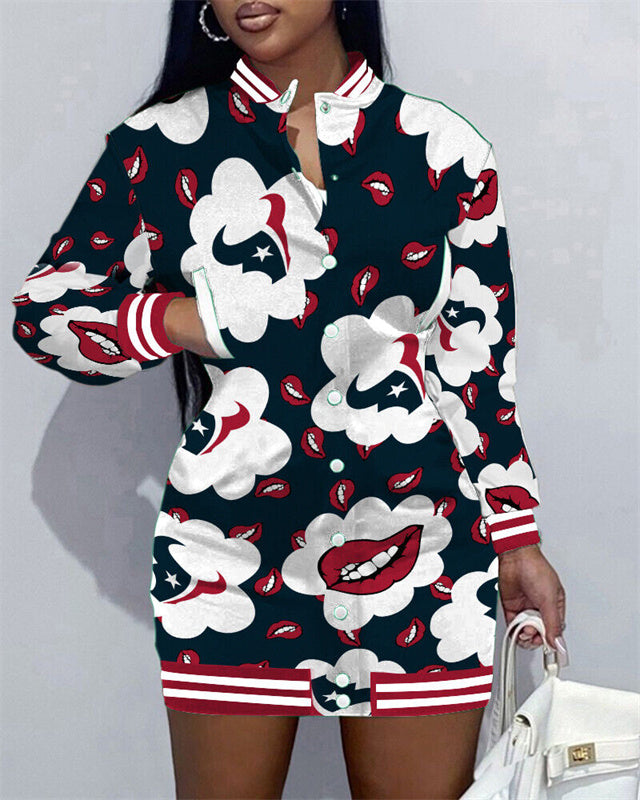 Houston Texans Women Button Down Jacket Dress