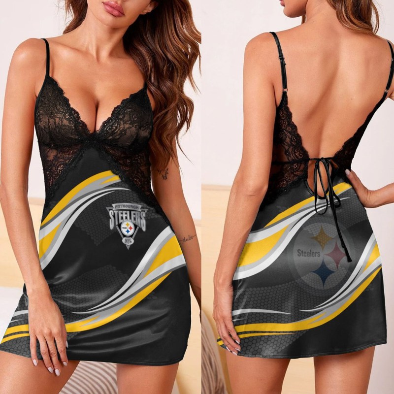 Pittsburgh Steelers Lace Back Strap Dress