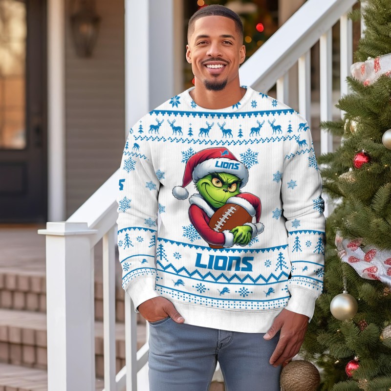 Detroit Lions Ugly Christmas Sweater Outdoor 3