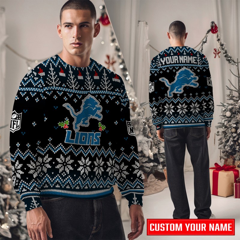 Detroit Lions Ugly Christmas Sweater Studio