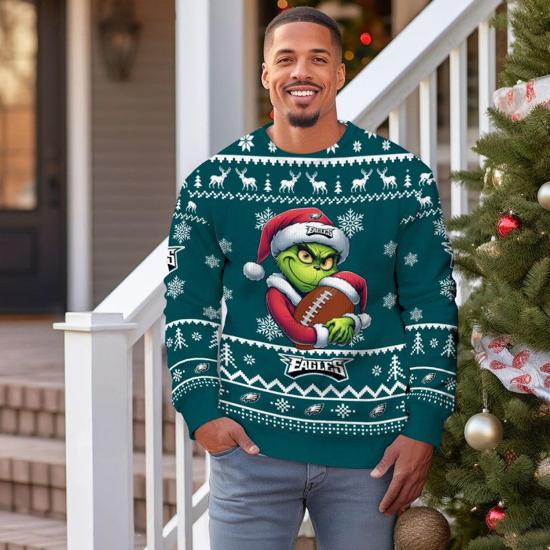 Philadelphia Eagles Ugly Christmas Sweater Outdoor View 3