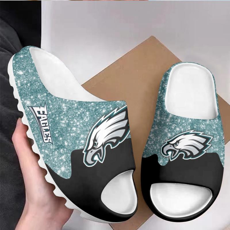 Philadelphia Eagles Yeezy Slippers Mockup