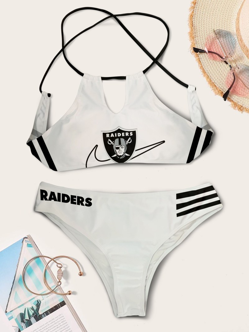 Las Vegas Raiders Women's Cami Keyhole One-Piece Swimsuit - Side View