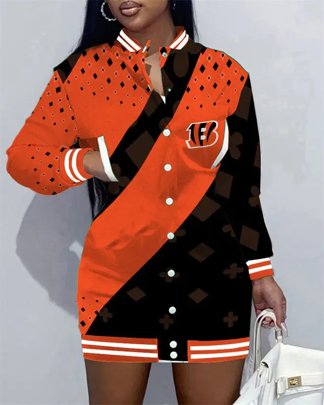 Cincinnati Bengals Women's Button Down Jacket Dress