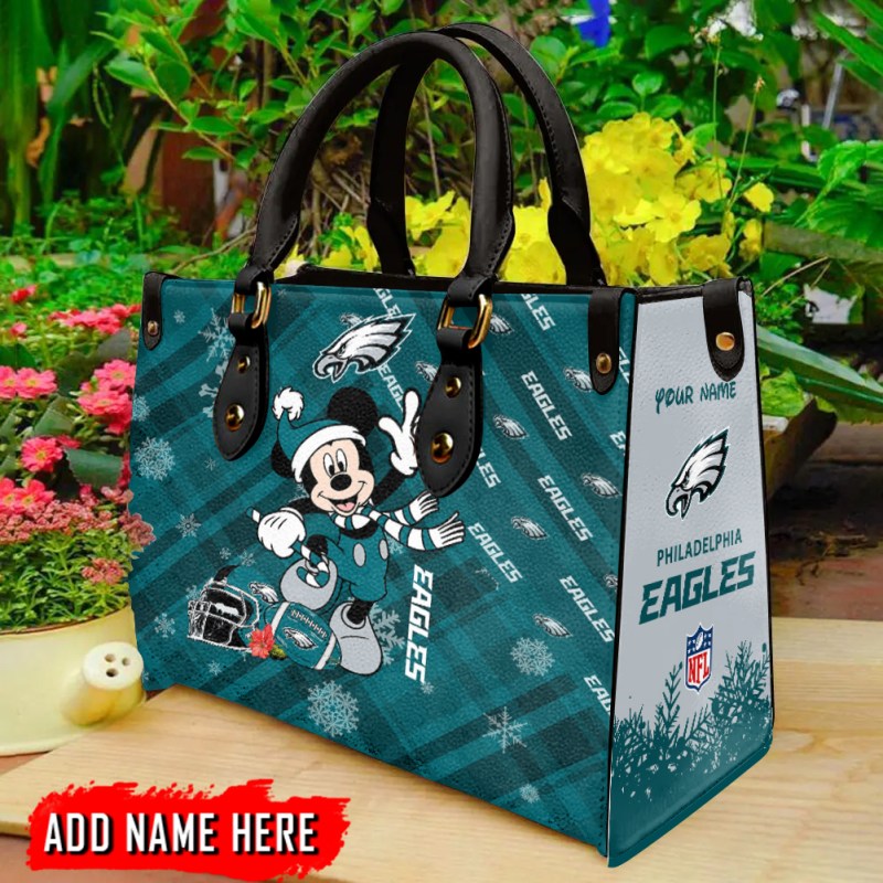 Philadelphia Eagles Personalized Christmas Leather Hand Bag - Image 1
